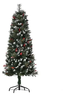 Productafbeelding van HOMCOM, kunstkerstboom, 1,5 meter, kerstboom met 360 takken, PVC en metaal, groen en wit