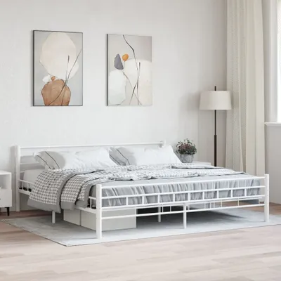 Produktbild von The Living Store Bettgestell Weiß Metall 200×200 cm