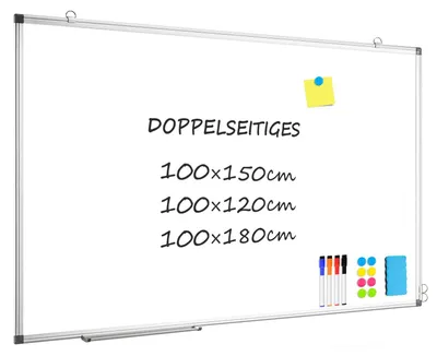 Weißwandtafel 100×180 cm, magnetisch, trocken abwischbar