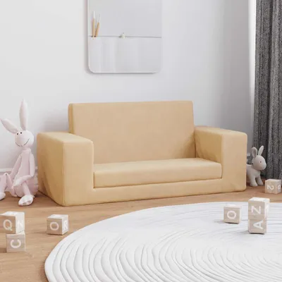 Produktbild von "2026 Promotion" Kinder-Schlafsofa 2-Sitzer Creme Weicher Plüsch - Kindersofas CC21678