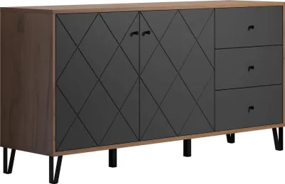 Produktbild von trendteam Montez Sideboard Eiche Nachbildung/Graphit, B/H/T ca. 183/76/40 cm