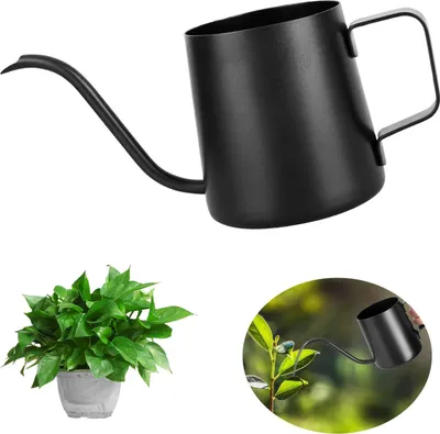 Produktbild von Mini Gießkanne 350 ml, Schwarz, Edelstahl, Lange Tülle, für Zimmerpflanzen