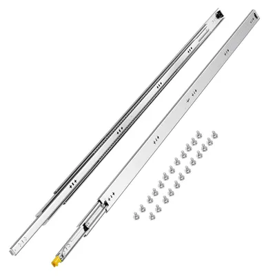 Obrázek produktu pro Zásuvkové pojezdy VEVOR s plnovýsuvnými pojezdy, 1 pár, uzamykatelné teleskopické pojezdy, 1500 mm, nosnost pojezdu zásuvky 113,4 kg, boční pojezdy