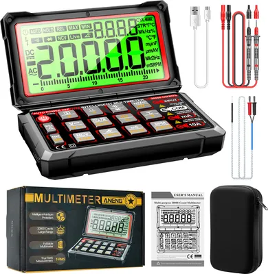 Produktbild von ANENG 623 multimetr automatyczny, multimetr cyfrowy, 20 000 zliczeń, rpm, mS, PLUSE, pomiar kąta zamknięcia silnika, wykrywanie NCV, multimetr napięcia/prądu AC/DC, test przewodu prądowego/diody z 5,15-calowym, składanym ekranem 180′ã
