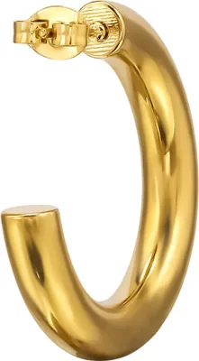 Image de 30 mm Demi-créoles/boucles d'oreilles rondes en acier inoxydable en couleur d'or