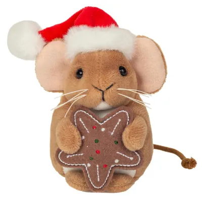 Produktbild von Teddy Hermann Weihnachtsmaus mit Keks 11 cm Plüschmaus