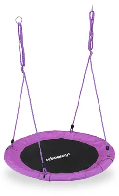 Image de Balançoire cocon Relaxdays, ronde, pour enfants et adultes, réglable, Ø 90 cm, balançoire de jardin, jusqu'à 100 kg, violette, Image générée par une IA