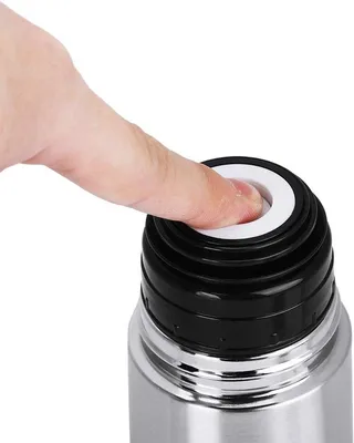 Tragbecher aus Edelstahl - vakuumisoliert - Kolben mit Druckknopfdeckel - ideal für unterwegs - 500 ml