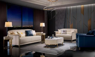 Produktbild von Wohnzimmer Designer-Sofa Sofagarnitur 3+2+1 Sitzer Ledersofa Modernes Sofa