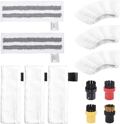 Produktbild von 12 Stück Zubehör für Kärcher Dampfreiniger Easyfix SC2 SC3 SC4 SC5, Mikrofaser-Tuchset und Bodendüse Rundbürsten Kompatibel für Kärcher Dampfreiniger New Pack Staubsaugerfilter, Anwendung: Haushaltsreinigung