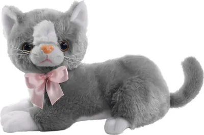 Produktbild von Graue Plüschkatze Flico mit Schleife, 34 cm