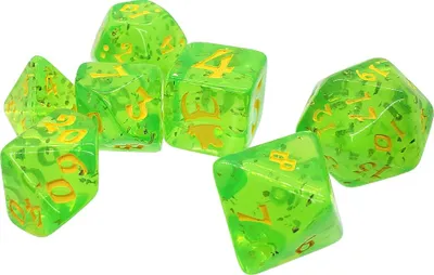 Produktbild von Munchkin Polyhedral Dice Set Green/Yellow - Würfel - ENG Edition