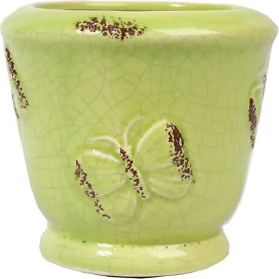 Zdjęcie produktu dla Osłonka ceramiczna wazonik w zielonym kolorze 10x9 cm