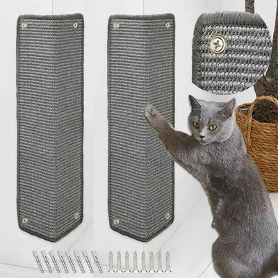 Image de Tapis à griffer pour chat 60 x 25 cm, gris, en sisal, tapis de protection