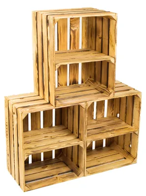 Productafbeelding van Set van 3 stevige fruitkisten - houten appelkisten, "Altes Land" stijl