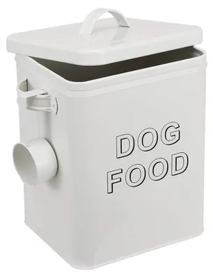 Hundefutterdose mit Deckel, 5 lbs, Metall, grau
