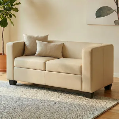 Produktbild von 2er Sofa Couch Loungesofa Lille  Leder, creme