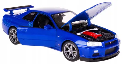 Produktbild von Welly Nissan Skyline GT-R R34 Metallmodell 1:24 Blau