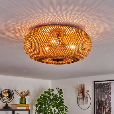Produktbild von Decollatura moderne Deckenlampe aus Metall/Bambus/Holz in Schwarz/Natur
