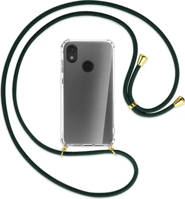 Produktbild von Handykette Backcover-Schutzhülle mit Band (Metall goldfarben) für Cat S52 - dunkelgrün