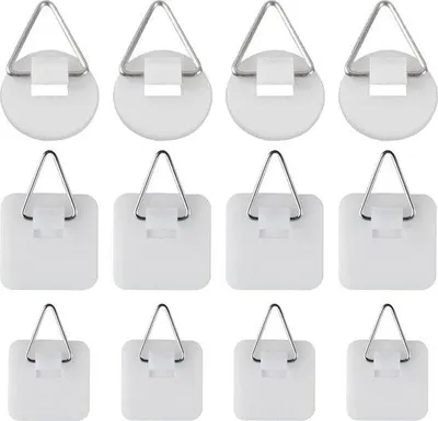 Produktbild von Famanu Fotohaak Sticker 12 Stück - Selbstklebende Haken in verschiedenen Formen