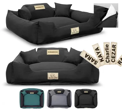 Obrázok produktu pre Pelech pre psa, ohrádka, KINGDOG MM43, 115x95 cm, personalizovaný, odnímateľný, protišmykový, čierny