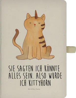 Produktbild von Mr. & Mrs. Panda Journal Einhorn Katze - Transparent - Geschenk, Unicorn, Glitzer, Adressbuch, Tagebuch, Skizzenbuch, Regenbogen, notizbuch, Kladde, Mieze