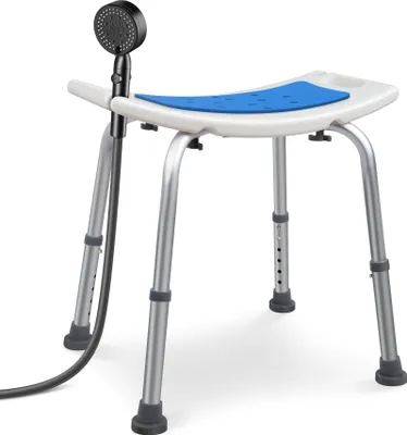 Produktbild von VOUNOT® Duschhocker höhenverstellbar 38–52cm, ergonomischer Duschstuhl für Senioren, Blau