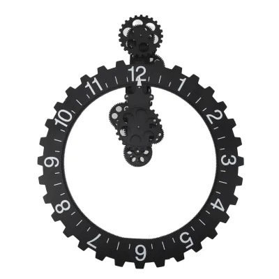 A 3D clock with gears, displayed against a white background.
