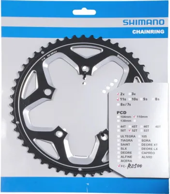 Immagine prodotto di SHIMANO FC-RS500 52 denti, nera - trasmissione efficiente della potenza per...