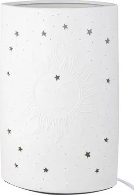 Produktbild von GILDE Tischleuchte, "Harmonie", Sonnenmotiv, Porzellan, weiß, , L. 10 cm, B. 18 cm, H. 28,5 cm 32702