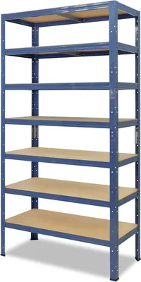 Productafbeelding van Metalen Stellingkast - Opbergrek - Ruimte Organiseren - Schroefloze Montage - 230x50cm - Blauw