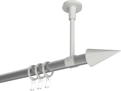 Produktbild von Interdeco Gardinenstange / Vorhangstange Silbergrau / Weiß, Typ Sonette Savio (Kegel) Deckenmontage, 20 mm Ø 1-läufig, 120 cm