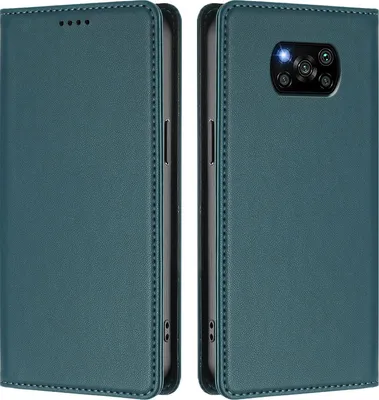 Immagine prodotto di Custodia in pelle per Xiaomi Poco X3/Poco X3 NFC/Poco X3 Pro, custodia magnetica in Finto cuoio con supporto Verde