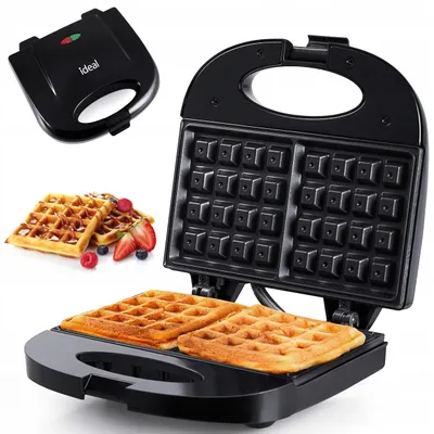 IK1601 Waffeleisen 750 W für 2 Waffeln mit Antihaftbeschichtung, schwarz