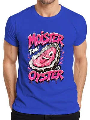 Productafbeelding van Moister Than An Oyster - Grappig T-shirt met opdruk "Muschel Meer Statement", sarcastisch, voor heren, blauw, maat S