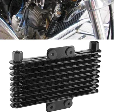 Zdjęcie produktu dla 8-rzędowa czarna chłodnica oleju silnikowego uniwersalna do motocykli 125-250 cm3, motocykli terenowych i quadów