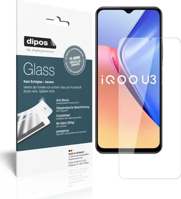 Produktbild von 2x Schutzfolie für Vivo iQOO U3 - Anti-Shock 9H Folie dipos Glass Kunststoffglas