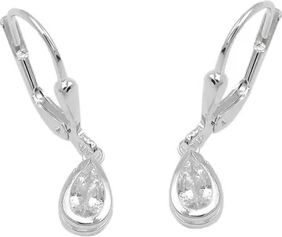 Produktbild von Paar Ohrhänger Ohrringe 23x5mm Tropfen mit Zirkonia 925 Silber Kinder