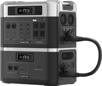 Obrázek produktu pro Přenosná elektrárna – solární generátor – 2048 Wh LiFePO4 – 2200 W čistý sinus – AC zásuvky – nouzové napájení – balení po 2 kusech – černá barva