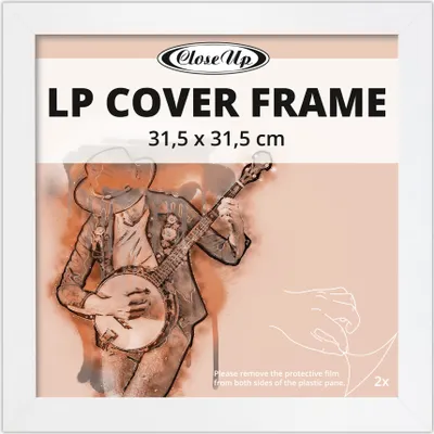 Zdjęcie produktu dla Drewniana ramka na okładkę albumu LP (31,5 x 31,5 cm) - biała