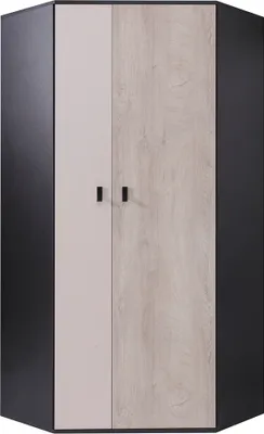 Produktbild von Eckkleiderschrank in schwarz mit Eiche und beige, PITTSBURGH-133