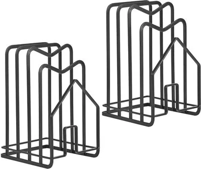 Image de Unyqoos® : Support multifonctionnel pour planches à découper et couvercles – Organisateur de cuisine, noir, 21,5 x 14,5 x 12 cm, acier plat avec protection contre la rouille, antidérapant, bords arrondis