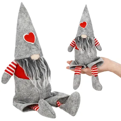 Produktbild von SPRINGOS Weihnachtszwerg Dekofigur 13x37 cm Herz Lange Beine skandinavischer Weihnachtswichtel