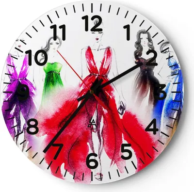 Produktbild von Wanduhr - Rund - Glasuhr - Fotomodell Frau - 30x30cm - Schleichendes Uhrwerk - Lautlos - zum Aufhängen bereit - Dekoration Modern - Wanddekoration aus Glas - C4AR30x30-3651