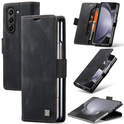 Obrázek produktu pro Pouzdro pro Samsung Galaxy Z Fold 5 5G, RetroPolyuretanKožené Pouzdro, Stojánek a Ochranné Pouzdro černé
