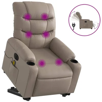Image de vidaXL Fauteuil de massage avec releveur électrique Cappuccino similicuir