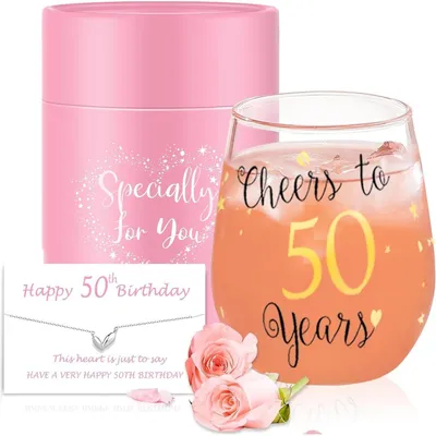 Productafbeelding van Glazen wijnglas zonder steel, geschikt voor 30e, 40e of 50e verjaardag, inhoud 355 ml, handgeblazen, vaatwasmachinebestendig, cadeau voor vrouwen