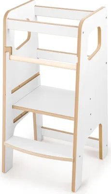 Zdjęcie produktu dla Kitchen Helper dla dzieci Biały OBUBU | Pomocnik Kuchenny dla dziecka | Podest dziecięcy do kuchni | Bezpieczny Stabilny Stołek dla dziecka MDF 18 mm