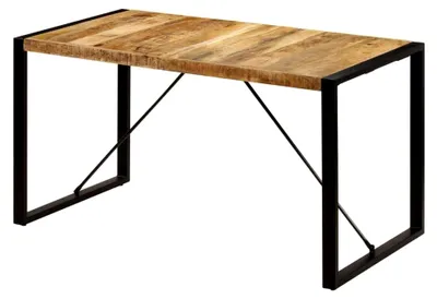 Produktbild von Esstisch aus massivem Mangoholz im Industrie-Stil mit Stahlbeinen 140x70x75cm